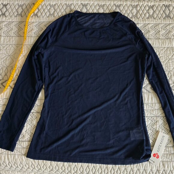 Kate Kasin Tops - Kate Kasin Blue Mesh Long Sleeve Top NWT